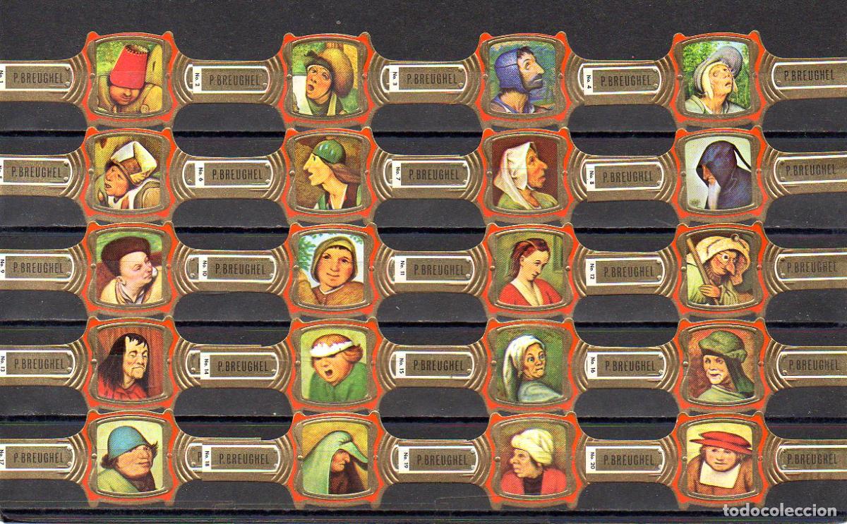 Vitolas de colecci&oacute;n: BREUGHEL, FRAGMENTOS DE BREUGHEL, BORDE NARANJA, 20 VITOLAS, SERIE COMPLETA.