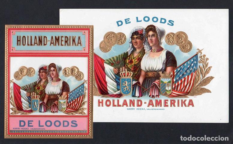 Vitolas de colecci&oacute;n: Vitolas, original litograf&iacute;as. Antiguas litograf&iacute;as de caja de tabacos. Holland-Amerika..