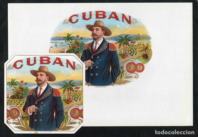 Vitolas de colecci&oacute;n: Vitolas, original litograf&iacute;as. Antiguas litograf&iacute;as de caja de tabacos. Cuban.
