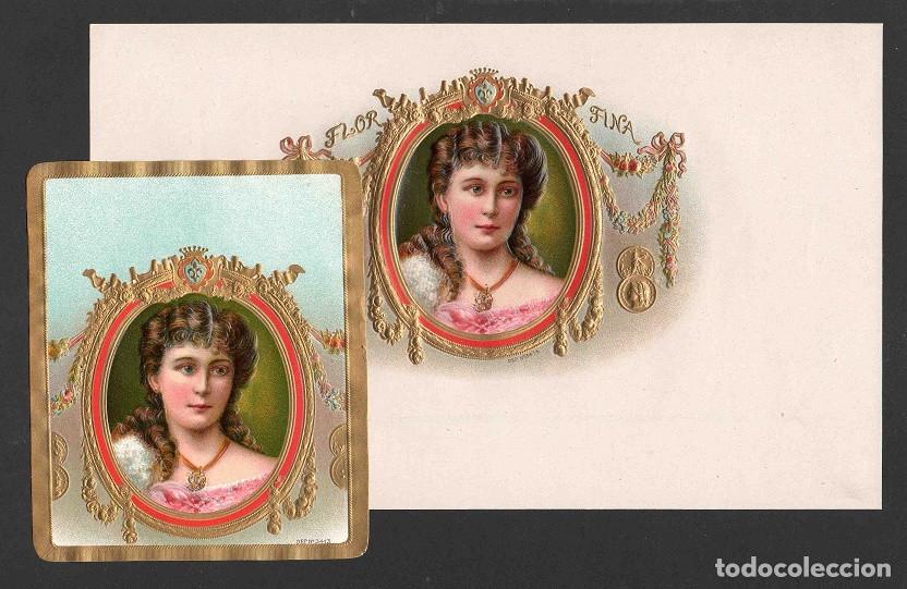 Vitolas de colecci&oacute;n: Vitolas, original litograf&iacute;as. Antiguas litograf&iacute;as de caja de tabacos. Beauty Girl (Untitled).