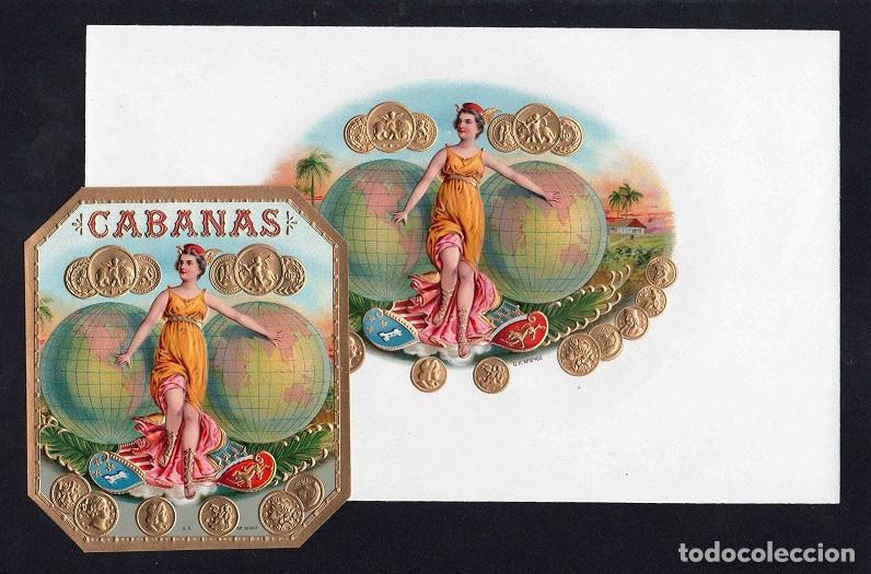 Vitolas de colecci&oacute;n: Vitolas, original litograf&iacute;as. Antiguas litograf&iacute;as de caja de tabacos. Cabanas.