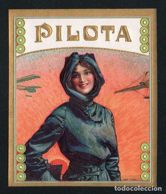 Vitolas de colecci&oacute;n: Vitola, original litograf&iacute;a. Antigua litograf&iacute;a de caja de tabacos. Pilota.