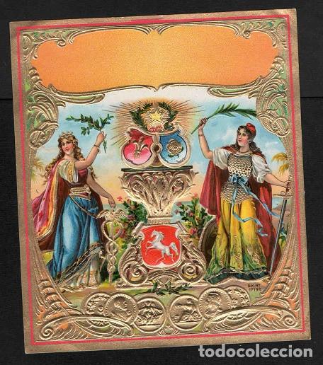 Vitolas de colecci&oacute;n: Vitola, original litograf&iacute;a. Antigua litograf&iacute;a de caja de tabacos. Villa Corona (Untitled).