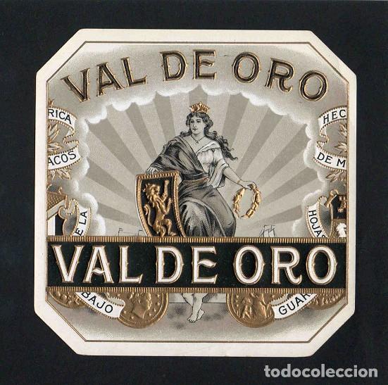 Vitolas de colecci&oacute;n: Vitola, original litograf&iacute;a. Antigua litograf&iacute;a de caja de tabacos. Val de Oro.