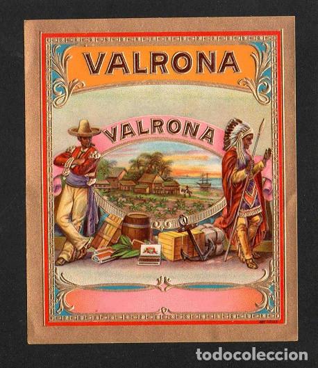 Vitolas de colecci&oacute;n: Vitola, original litograf&iacute;a. Antigua litograf&iacute;a de caja de tabacos. Valrona.