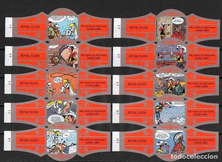 Vitolas de colecci&oacute;n: Royal Flush. Serie de vitolas completa, 10 unidades. Lucky Luke. Plata serie Y
