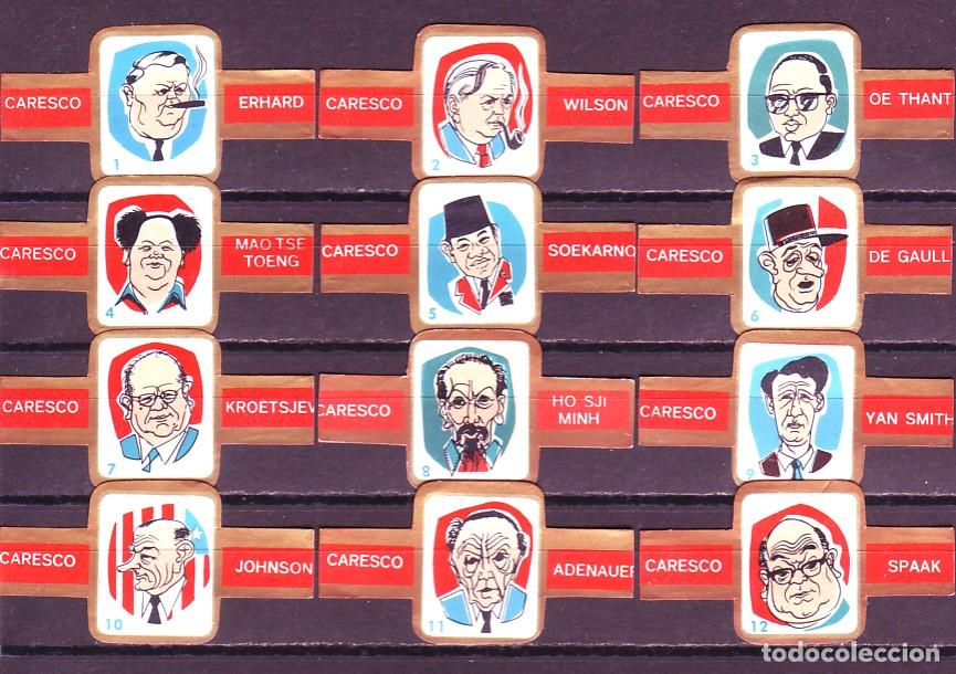 Vitolas de colecci&oacute;n: CARESCO, CARICATURAS DE POLITICOS, 12 VITOLAS, SERIE COMPLETA.