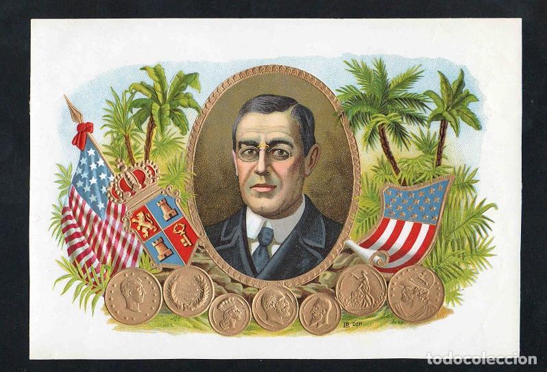 Vitolas de colecci&oacute;n: Vitola, original litograf&iacute;a. Antigua litograf&iacute;a de caja de tabacos. Thomas B. Wilson (1856-1924).