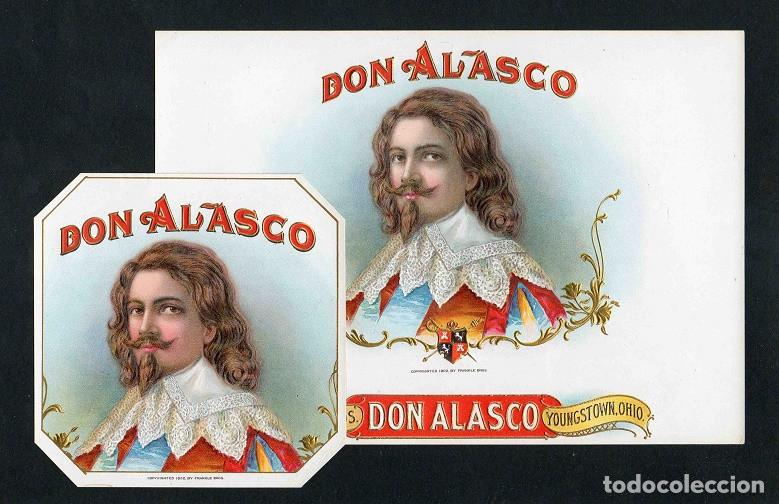 Vitolas de colecci&oacute;n: Vitolas, original litograf&iacute;as. Antiguas litograf&iacute;as de caja de tabacos. Don Alasco.