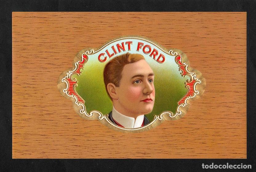 Vitolas de colecci&oacute;n: Vitola, original litograf&iacute;a. Antigua litograf&iacute;a de caja de tabacos. Clint Ford.