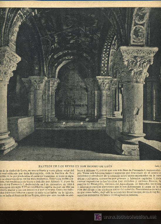Coleccionismo: LAMINA FOTOGRAFICA DEL PANTEON DE LOS REYES EN SAN ISIDORO. LEON. PRIN . S. XX