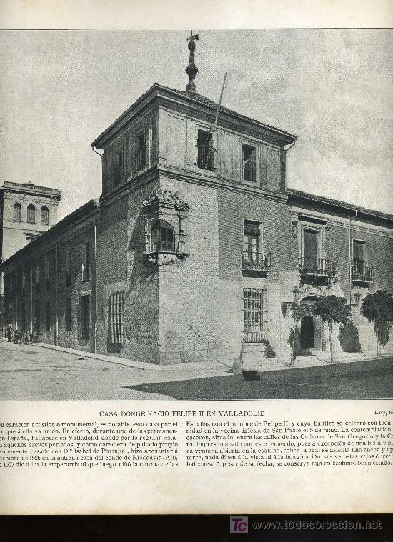 Coleccionismo: LAMINA FOTOGRAFICA DE LA CASA DONDE NACI&Oacute; FELIPE II EN VALLADOLID.A&Ntilde;O 1896. FOTOS ANTIGUAS.GRANDE