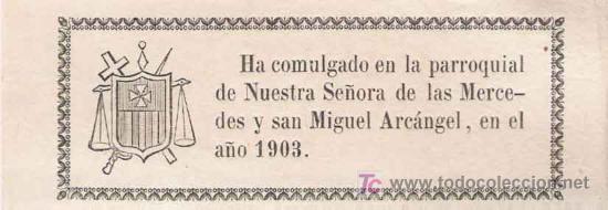 Coleccionismo: SENCILLO RECORDATORIO COMUNI&Oacute;N - 1903 - Foto 1