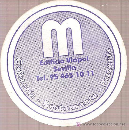 Coleccionismo: Posavasos de cafeter&iacute;a-restaurante M, en edificio Viapol de Sevilla. - Foto 1
