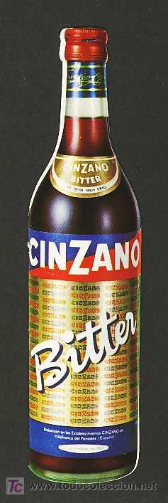 Coleccionismo: Cartulina publicitaria de Bitter CINZANO, a doble hoja, recetas de coctails en interior. Troquelada