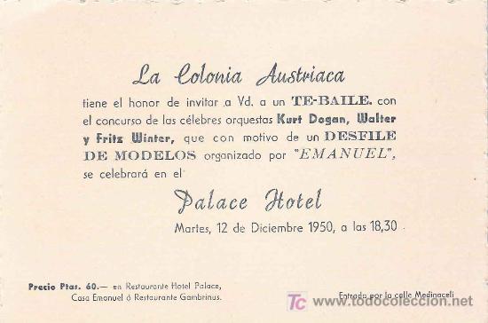 Coleccionismo: Invitaci&oacute;n a  Te- Baile &ndash; 1950 - Foto 1