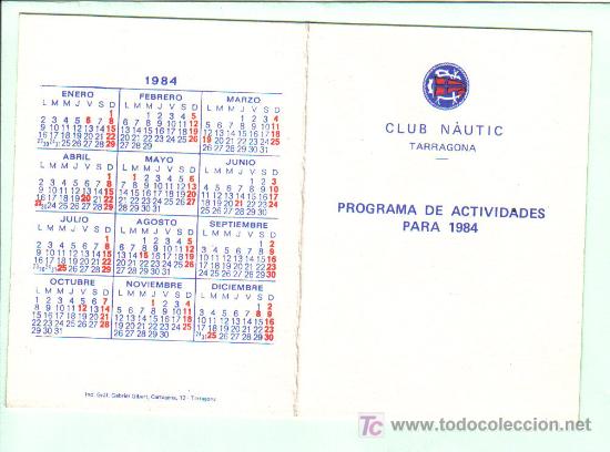 Coleccionismo: CLUB N&Aacute;UTIC TARRAGONA   - PROGRAMA DE ACTIVIDADES PARA 1984 -