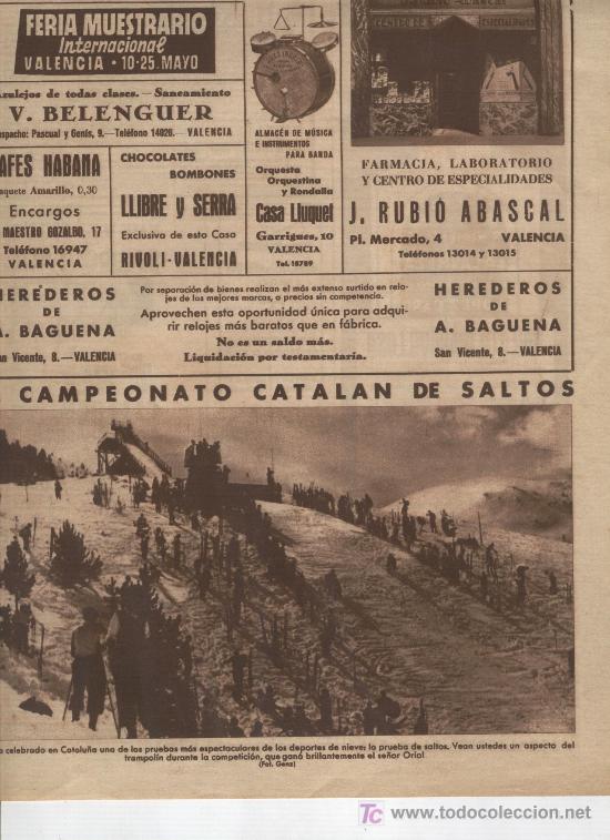 Coleccionismo: HOJA NOTICIA. 1931. COMPEONATO CATALAN DE SALTOS. ORIOL GANADOR. SKY. ESQUI