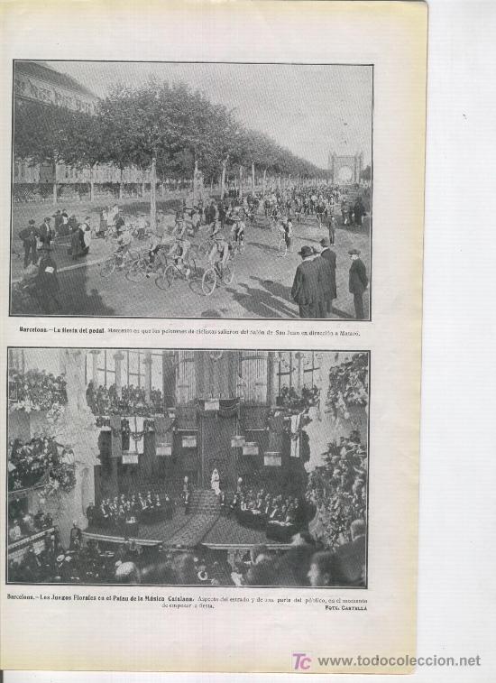 Coleccionismo: HOJA NOTICIA. 08-05-1915. LA FIESTA DEL PEDAL EN BARCELONA. CICLISMO. JUEGOS FLORALES .