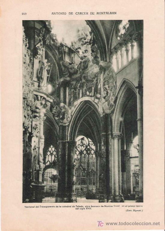 Coleccionismo: * TOLEDO * Imagen del ventanal del Transparente de la catedral de Toledo- a&ntilde;os 30
