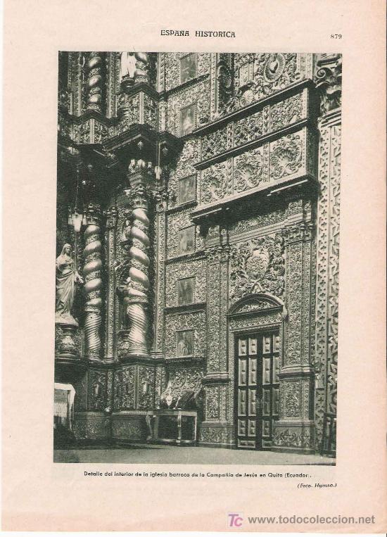 Coleccionismo: *JESU&Iacute;TAS * Imagen del interior de la iglesia barroca de la Compa&ntilde;&iacute;a de Jes&uacute;s en Quito (Ecuador).