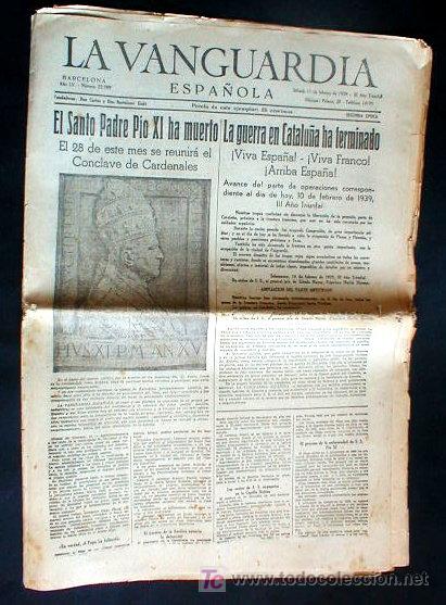 Sammelleidenschaft Papier: DIARIO LA VANGUARDIA ESPA&Ntilde;OLA. DE BARCELONA. A&Ntilde;O DE 1939. III A&Ntilde;O TRIUNFAL.. ENVIO GRATIS&iexcl;&iexcl;&iexcl;