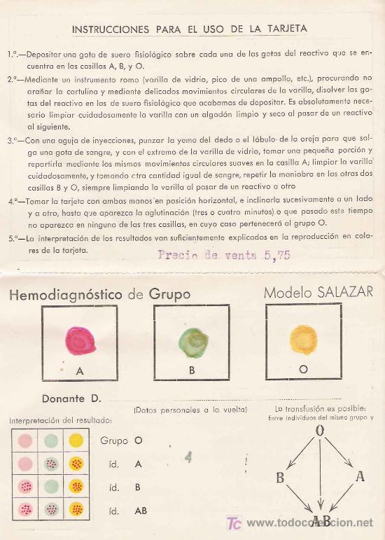 Coleccionismo: Impreso para anal&iacute;tica de Laboratorio Salazar de Badajoz ( a&ntilde;os 50?).
