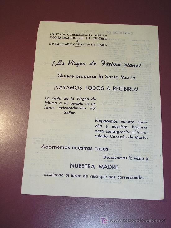 Coleccionismo: GOIGS / CANTICOS   A LA VIRGEN DE FATIMA - Foto 2