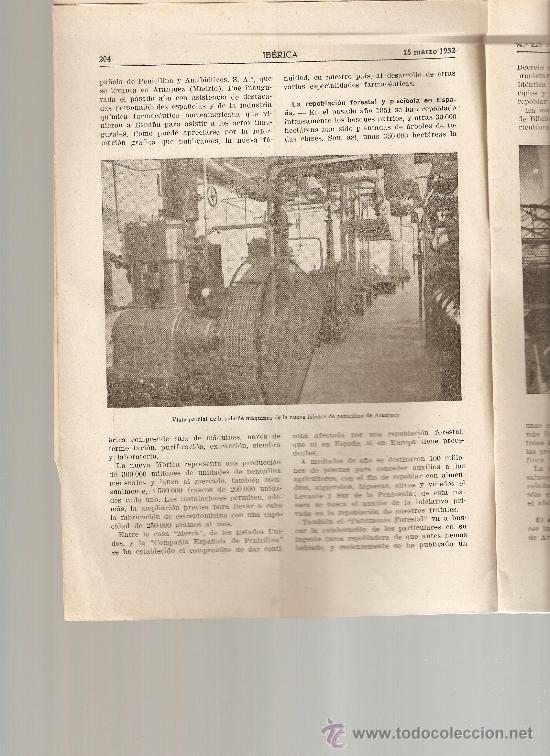 Coleccionismo: REVISTA IBERICA 229 .A&Ntilde;O 1952 .FABRICA DE PENICILINA.