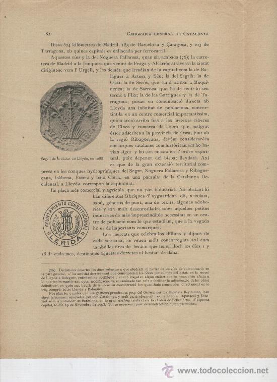 Coleccionismo: RETALL PRENSA. ANY 1913. SEGELLS DE LLEIDA .VISTA DEL XVII.PLANOL DEL CASTELL DE LLEIDA.