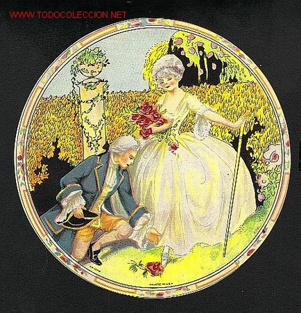 Coleccionismo: Hoja circular con escena romantica impresa en USA. A&ntilde;os 30?
