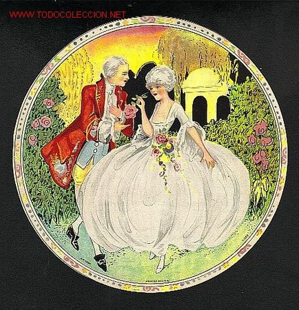 Coleccionismo: Hoja circular con escena romantica impresa en USA. A&ntilde;os 30?