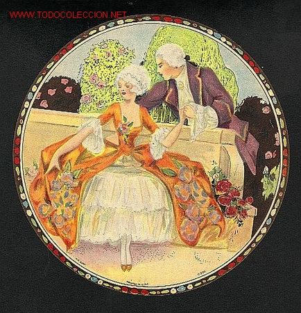 Coleccionismo: Hoja circular con escena romantica impresa en USA. A&ntilde;os 30?
