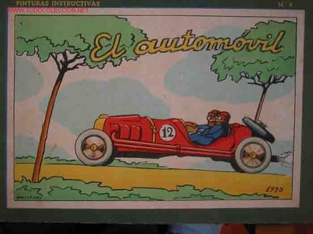 Coleccionismo: PINTURAS INSTRUCTIVAS N&ordm;2. EL AUTOM&Oacute;VIL, Mallfr&eacute; 1920.