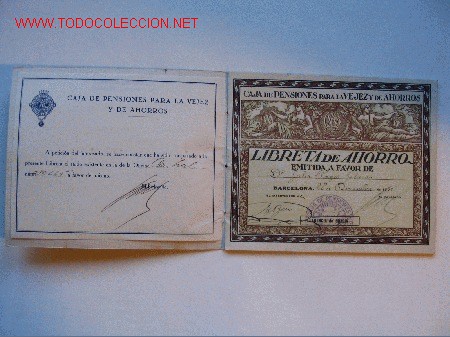 Coleccionismo: LIBRETA DE AHORRO DE LA CAJA DE PENSIONES 1932 - Foto 2