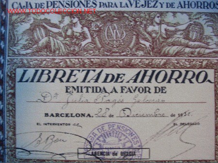 Coleccionismo: LIBRETA DE AHORRO DE LA CAJA DE PENSIONES 1932 - Foto 3