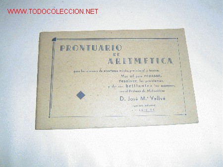 Coleccionismo: Prontuario de Aritmetica - Foto 1