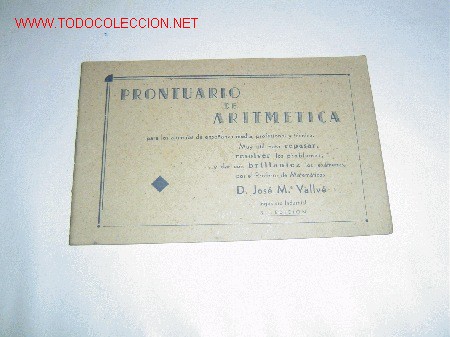Coleccionismo: Prontuario de aritmetica 3&ordf; edicion - Foto 1