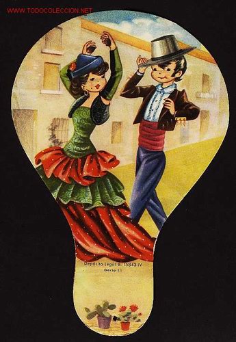 Coleccionismo: Pay pay con ilustracion de una pareja de andaluces