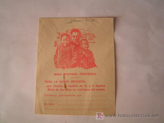 Coleccionismo: Sobre para la donacion obra misional Pontifica - Foto 1