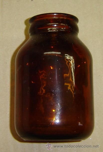 Coleccionismo: FRASCO ANTIGUO DE FARMACIA COLOR AMBAR medida 7*11 cms.