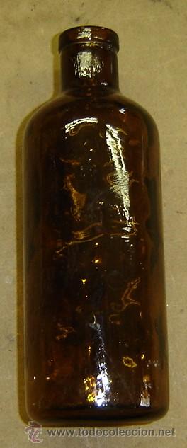 Coleccionismo: FRASCO ANTIGUO DE JARABE COLOR AMBAR  medida 6*18 cms.