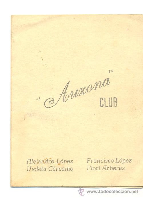 Coleccionismo: Men&uacute; comida 1955 .. ARIZONA club Bilbao