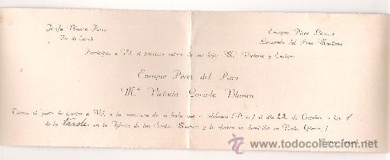 Coleccionismo: INVITACION DE BODA.  IGLESIA DE LOS SANTOS MARTIRES. MALAGA. 1949.