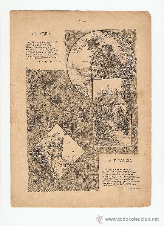 Collezionismo: HOJA POESIA FINALES 1800 LA VEJEZ LA INFANCIA POEMA ALFONSO PEREZ G.NIEVA MADRID MARTINEZ PEDROSA