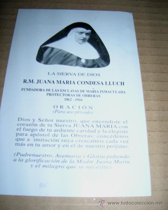 Sammelleidenschaft Papier: Estampita R. M. Juana Mar&iacute;a Condesa Lluch. Fundadora de Esclavas de mar&iacute;a Inmaculada.