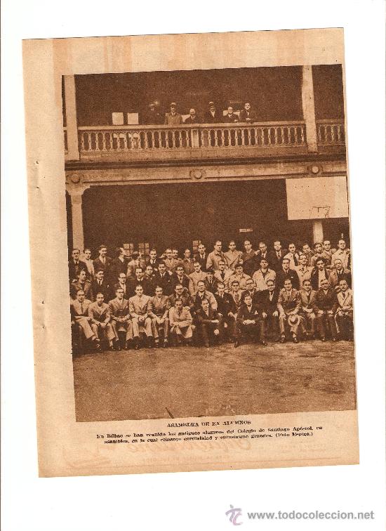 Collezionismo: HOJA NOTICIA A&Ntilde;O 1935 BILBAO ASAMBLEA DE EX ALUMNOS DEL COLEGIO SANTIAGO APOSTOL DE BILBAO