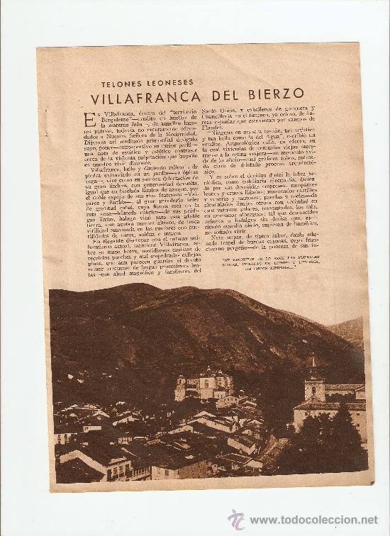 Coleccionismo: HOJAS REPORTAJE A&Ntilde;O 1934 LEON VILLAFRANCA DEL BIERZO CONSERVAS FABRICA DE ALMIBARES LEDO LA ORIENTAL