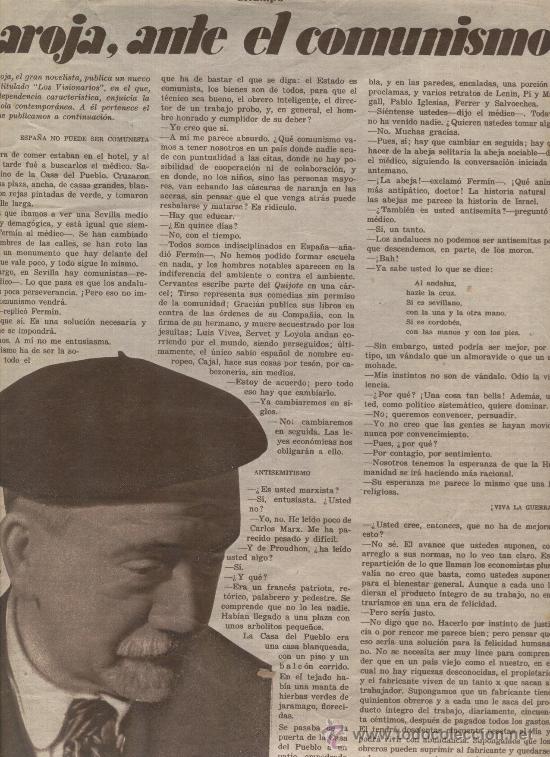 Coleccionismo: RECORTE DE PRENSA. A&Ntilde;OS 30. PIO BAROJA HABLA SOBRE EL COMUNISMO.