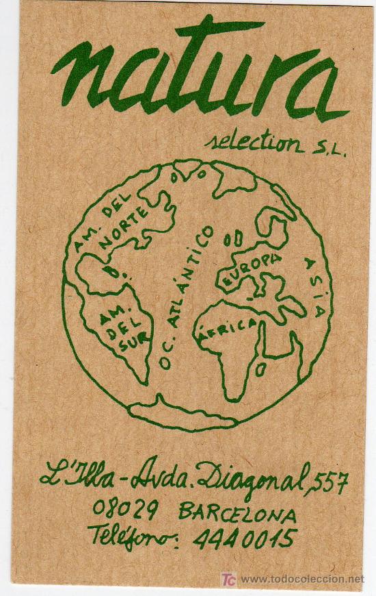 tarjeta comercial natura selection l'illa diago - Buy Antique sheets of  paper, programs and other documents on todocoleccion